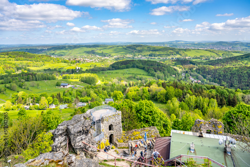 Aerial view from Tolstejn Castle Ruins photo