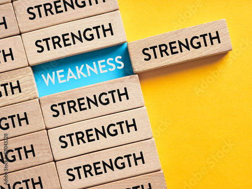 Strengths and weaknesses analysis in business marketing concept. To reveal weaknesses in SWOT analysis. photo