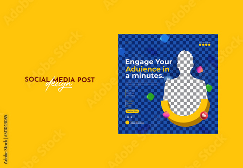 Professional & modern corporate social media post template design. editable square banner template, Marketing Strategies live webinar & internet ads. Promotional web banner for corporate business.