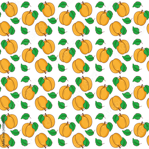 Apricot seamless pattern. Peric pattern. Vector fruit design for packaging, fabric, label
