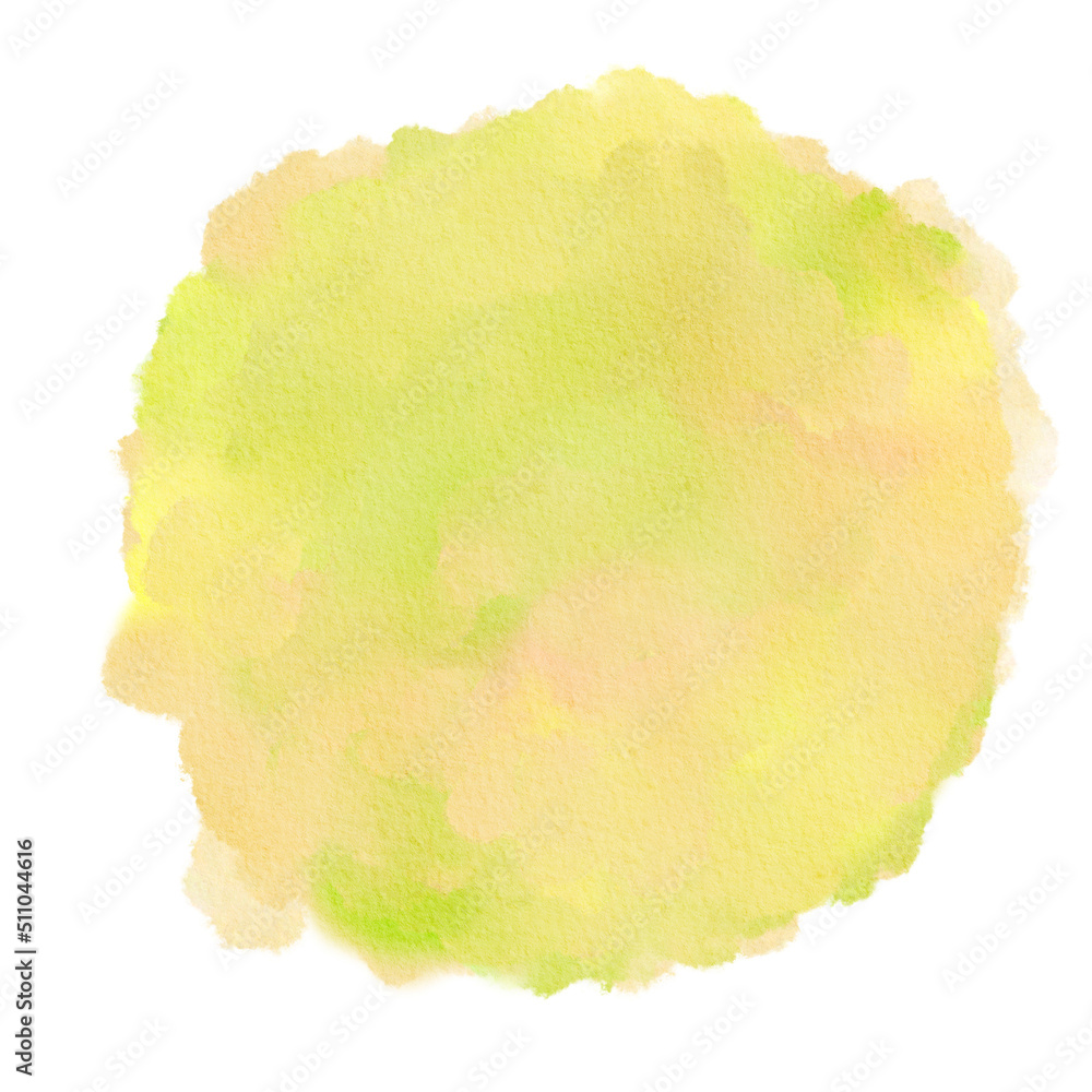Fototapeta premium Pastel Yellow Watercolor Paint Stain Background Circle