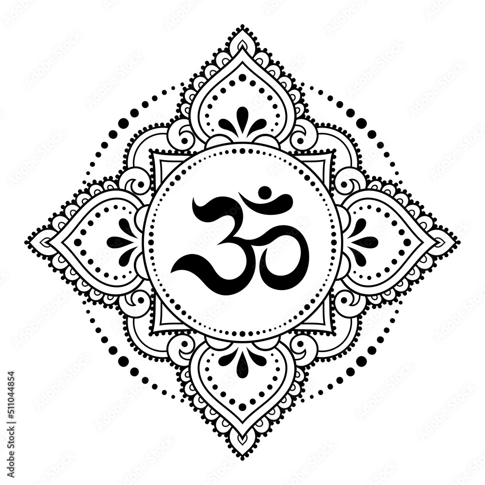 Circular pattern in form of mandala for with flower Henna, Mehndi, tattoo, decoration. Decorative ornament in oriental style with ancient Hindu mantra OM. Outline doodle vector illustration. Circular pattern in form of mandala for with flower Henna, Mehndi, tattoo, decoration. Decorative ornament in oriental style with ancient Hindu mantra OM. Outline doodle vector illustration.