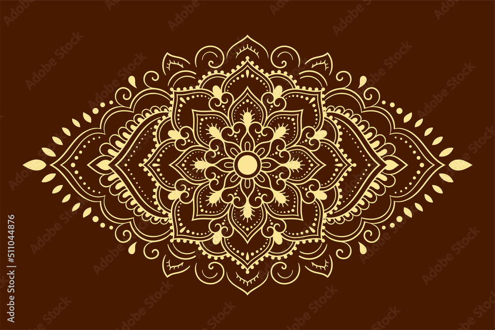 Obraz premium Circular pattern in form of mandala with flower for Henna, Mehndi, tattoo, decoration. Decorative ornament in ethnic oriental style. Outline doodle hand draw vector illustration.