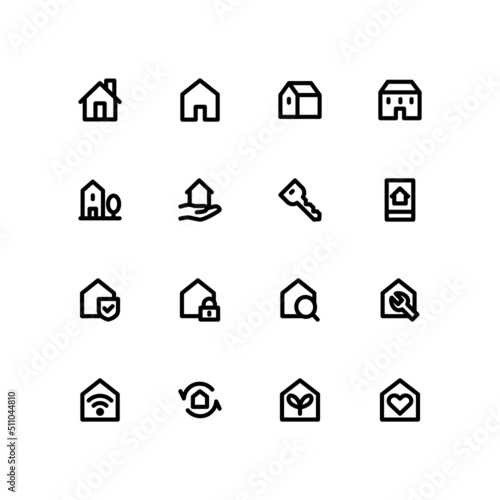 House icon set, icons for UI design. © KY