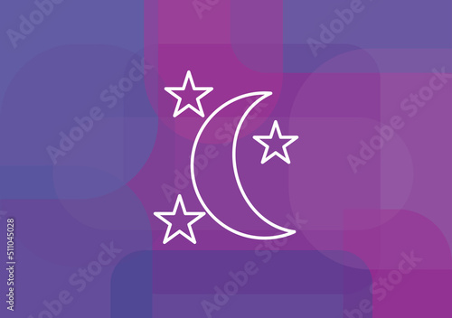 Moon and stars icon. Night sleep symbol. Vector illustration.