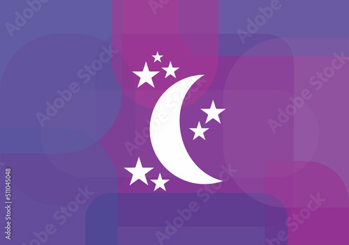 Moon and stars icon. Night sleep symbol. Vector illustration.
