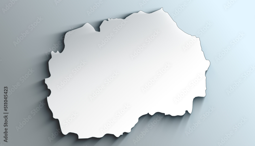 Modern White Map of Macedonia With Shadow
