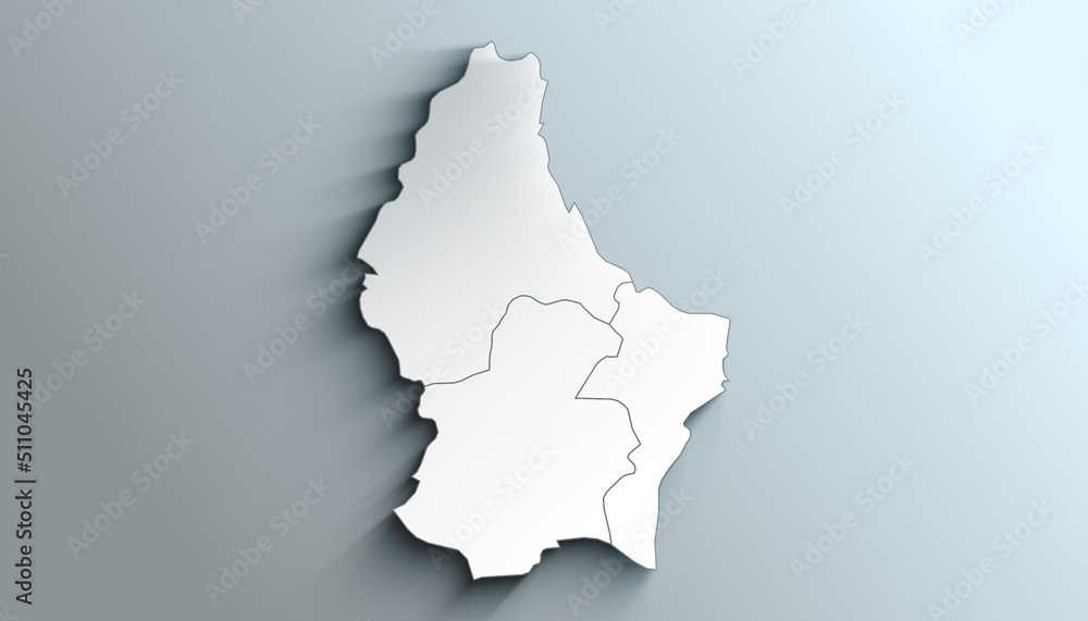 Obraz premium Modern White Map of Luxembourg with Districts With Shadow