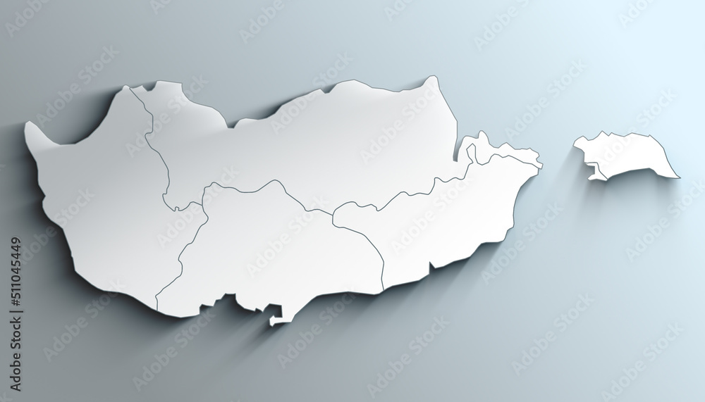 Modern White Map of Cyprus with Districts With Shadow Modern White Map of Cyprus with Districts With Shadow