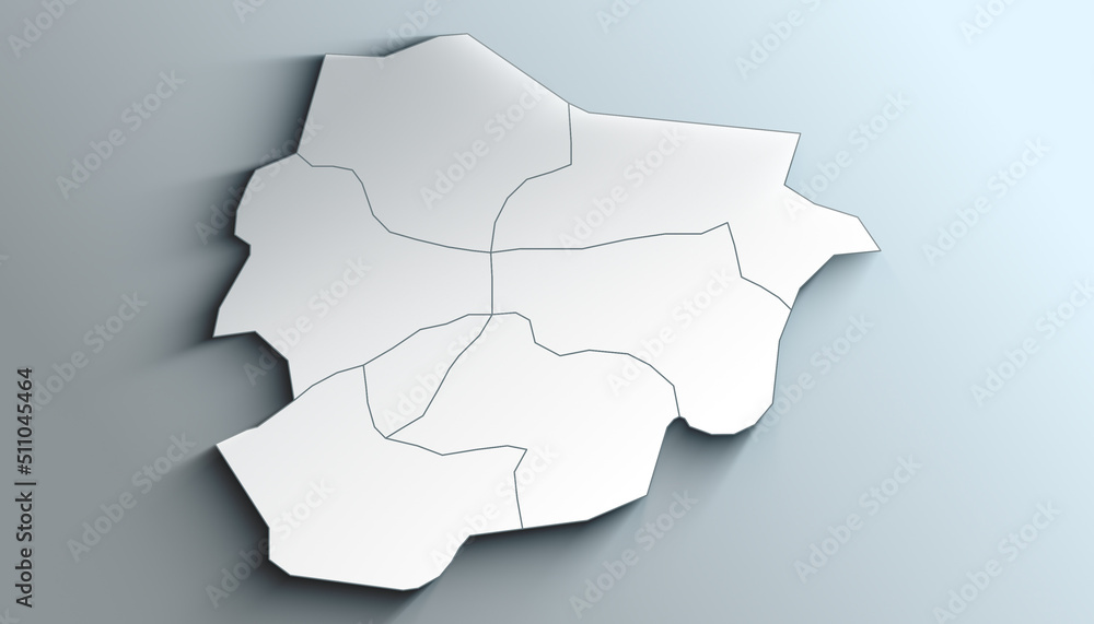 Modern White Map of Andorra with Parishes With Shadow Modern White Map of Andorra with Parishes With Shadow