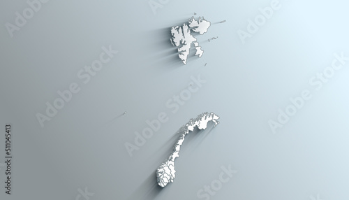 Modern White Map of Norway with Counties With Shadow photo