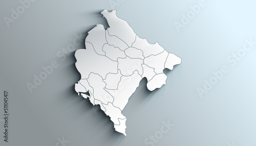 Modern White Map of Montenegro with Municipalities With Shadow photo
