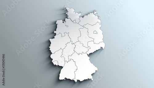 Modern White Map of Germany with States With Shadow