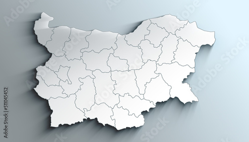 Modern White Map of Bulgaria with Provinces With Shadow photo