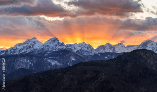 Majestic sunset in the mountains © gljivec