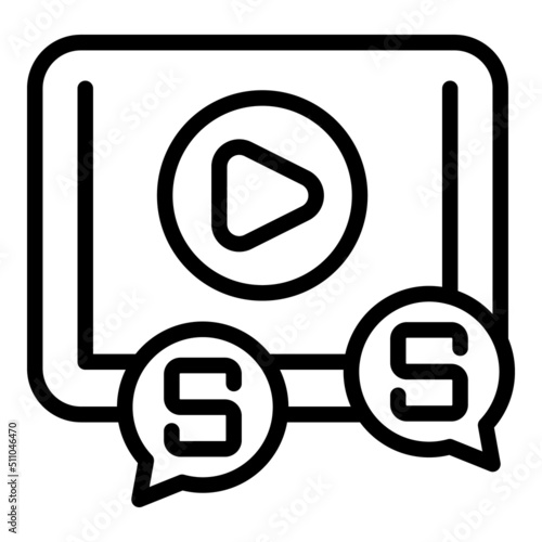 Money data profit icon outline vector. Video monetize. Digital conversion