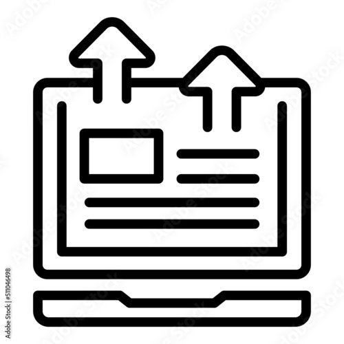 Upload pc laptop icon outline vector. Data business. Funnel data