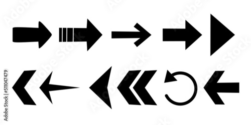 Set of arrow icons.vector arrows with different shapes.