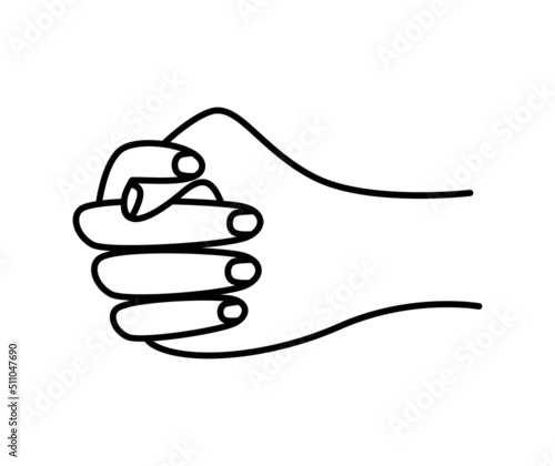 Hand gesture not give, mine or fig to you. vector illustration isolated white.