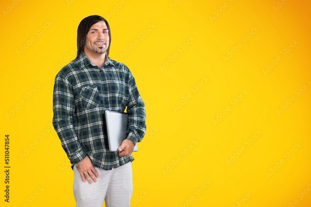 Overjoyed excited man posing while looking at camera Overjoyed excited man posing while looking at camera