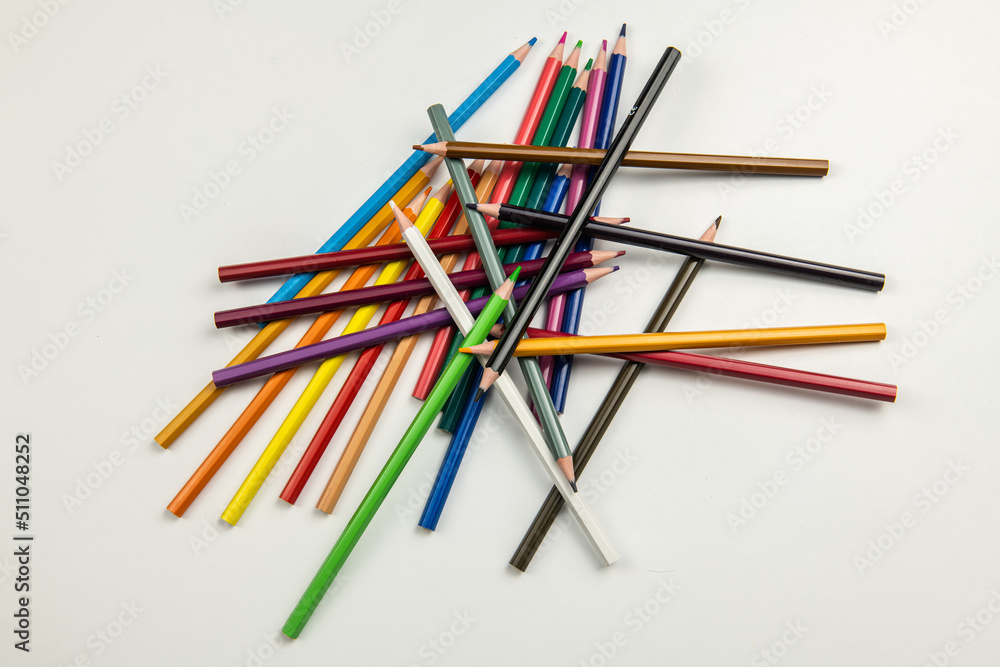 Nice color pencils on white background isolated