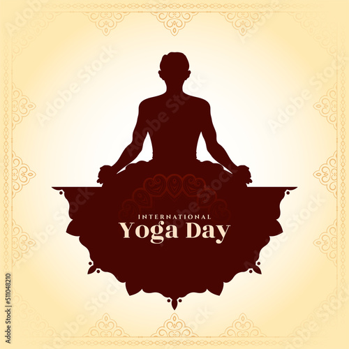 International Yoga day classic decorative background design