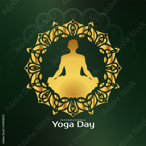 International Yoga day background with man doing yoga