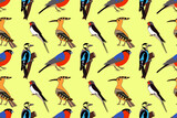 Doodle bird seamless pattern. Hand drawn animal. Hand drawn bird. Vector stock illustration. EPS 10