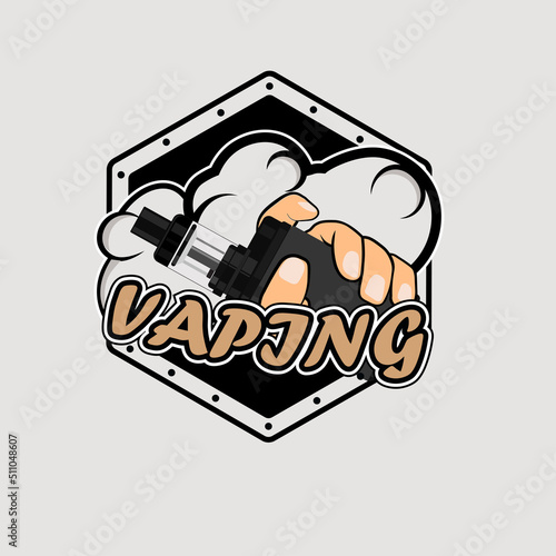 Vintage vaping and hand holding vape isolated vector illustration