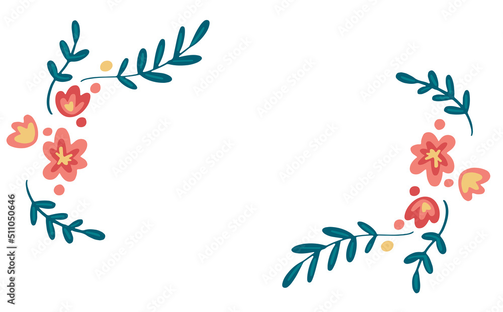 Flower border template with copy space. Hand drawn vector design Flower border template with copy space. Hand drawn vector design