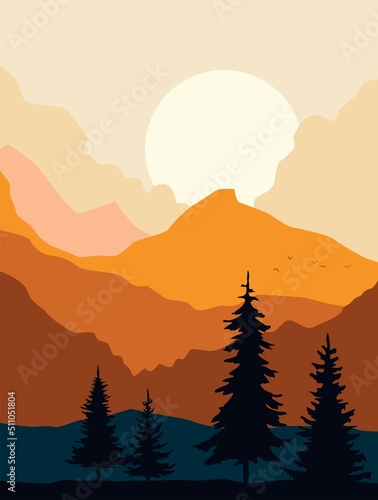 sunset in mountains