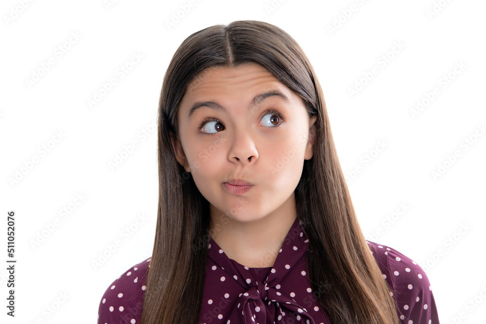 Studio shot of emotional adorable little girl surprised and shocked, showing true astonished reaction on unexpected news. Funny teenager child girl face. Studio shot of emotional adorable little girl surprised and shocked, showing true astonished reaction on unexpected news. Funny teenager child girl face.