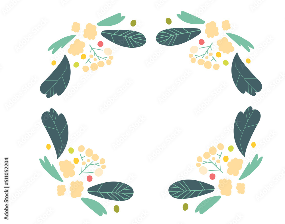 Flower border template with copy space. Hand drawn vector design Flower border template with copy space. Hand drawn vector design