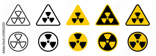 Radiation area icon set. Hazard warning vector sign