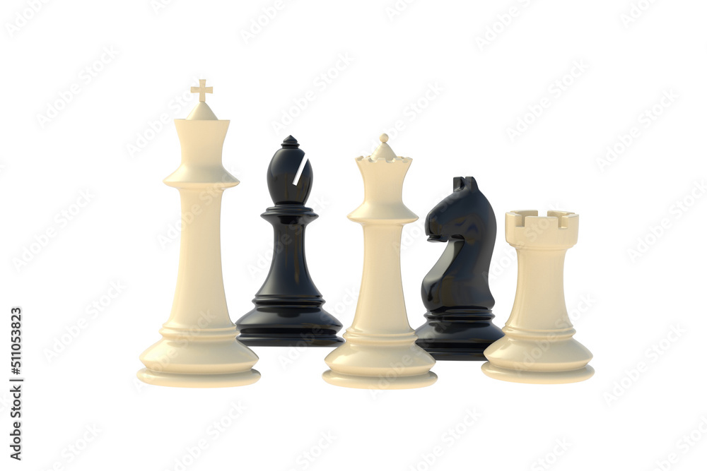 Chess figures isolated on white background. 3d render Chess figures isolated on white background. 3d render