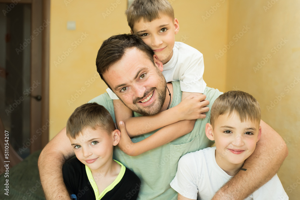 father with happy childrens father with happy childrens