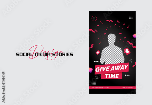 Stories giveaway post. Give away gifts, Giveaway poster template design for social media stories or website banner, prize social media and gift  story template