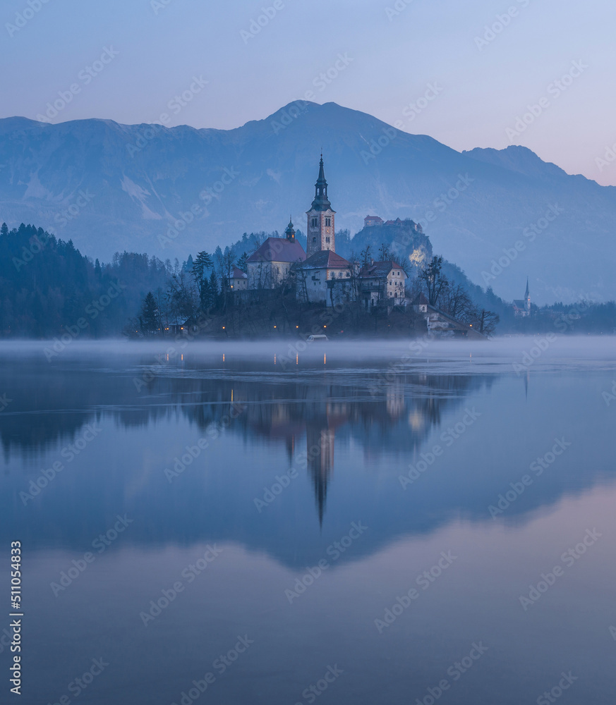 Lake Bled on a cold winter morning Lake Bled on a cold winter morning