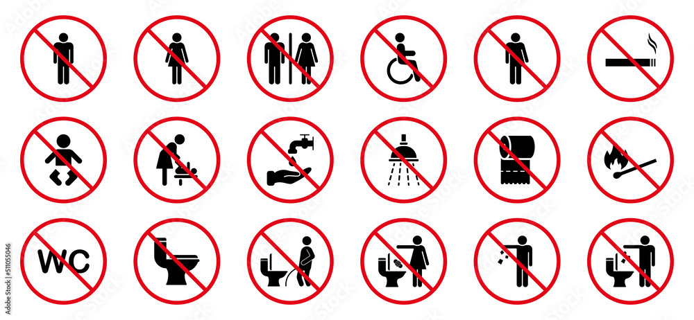 Warning No Allowed Round Sign. Caution Red Stop Circle Symbol. Prohibited Ban Collection. Forbidden Pictogram Set. Attention Restriction Zone Black Silhouette Icon. Isolated Vector Illustration Warning No Allowed Round Sign. Caution Red Stop Circle Symbol. Prohibited Ban Collection. Forbidden Pictogram Set. Attention Restriction Zone Black Silhouette Icon. Isolated Vector Illustration