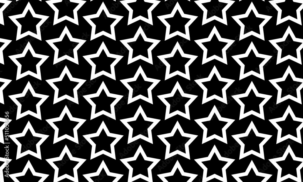 white Big star pattern with black background 