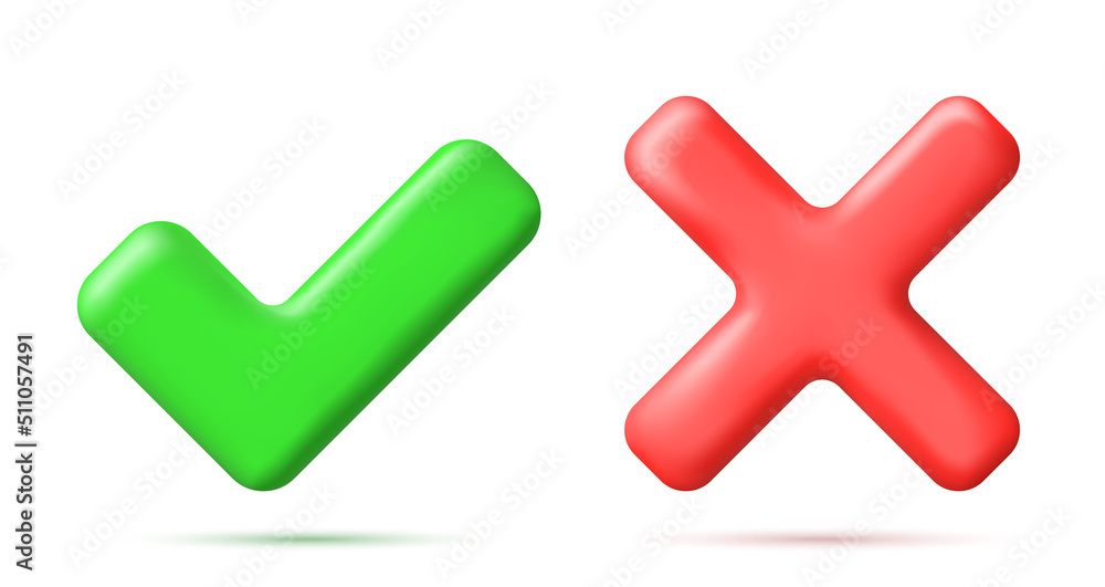 3D Right and Wrong Button Shape. 3D Right and Wrong Button Shape.