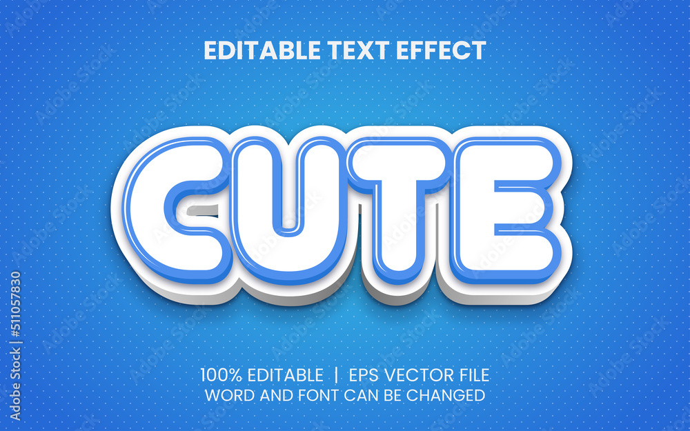 cute editable text with realistic blue style font effect