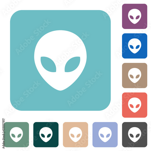 Alien head rounded square flat icons