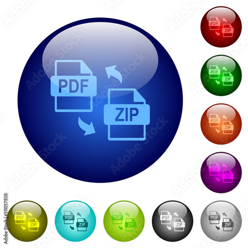 PDF ZIP file compression color glass buttons © botond1977