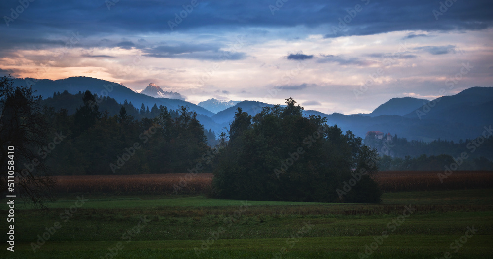 Naklejka premium Rural countryside of Slovenia near Bled