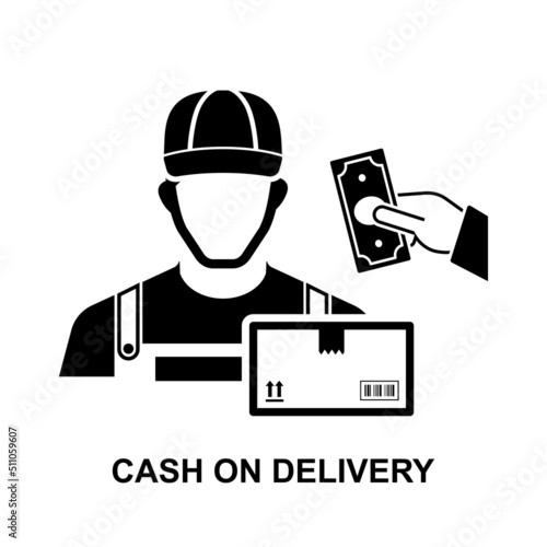 Cash on delivery icon isolated on white background vector illustration.
