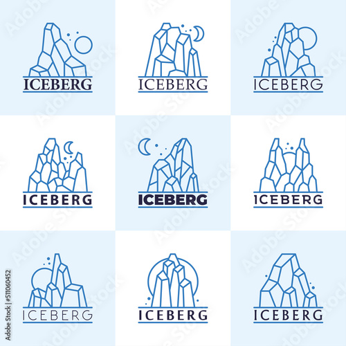 Iceberg logo collection with line ar