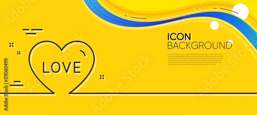 Love line icon. Abstract yellow background. Sweet heart sign. Valentine day symbol. Minimal love line icon. Wave banner concept. Vector