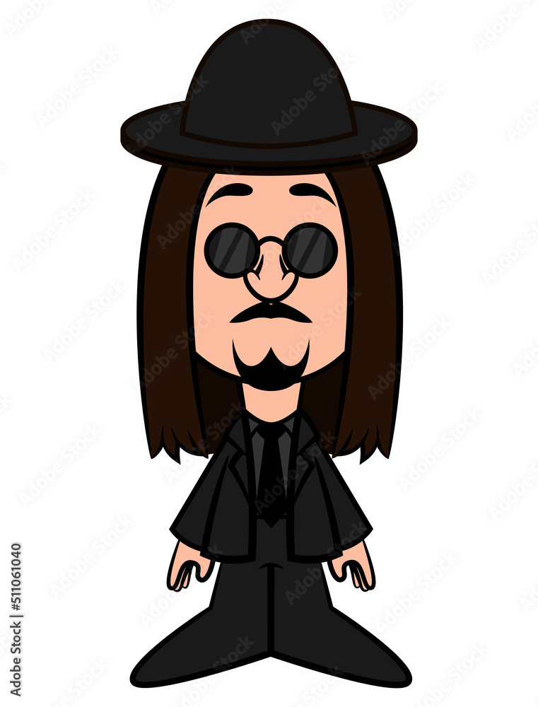 Cartoon illustration of Rabbi wearing formal suit and sunglasses, best for sticker, mascot, and decoration with religion themes