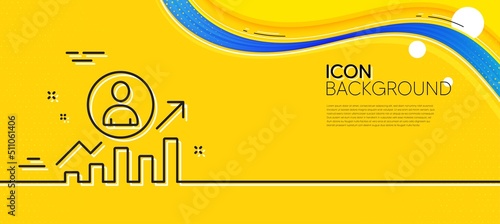 Business results line icon. Abstract yellow background. Career Growth chart sign. Minimal career ladder line icon. Wave banner concept. Vector